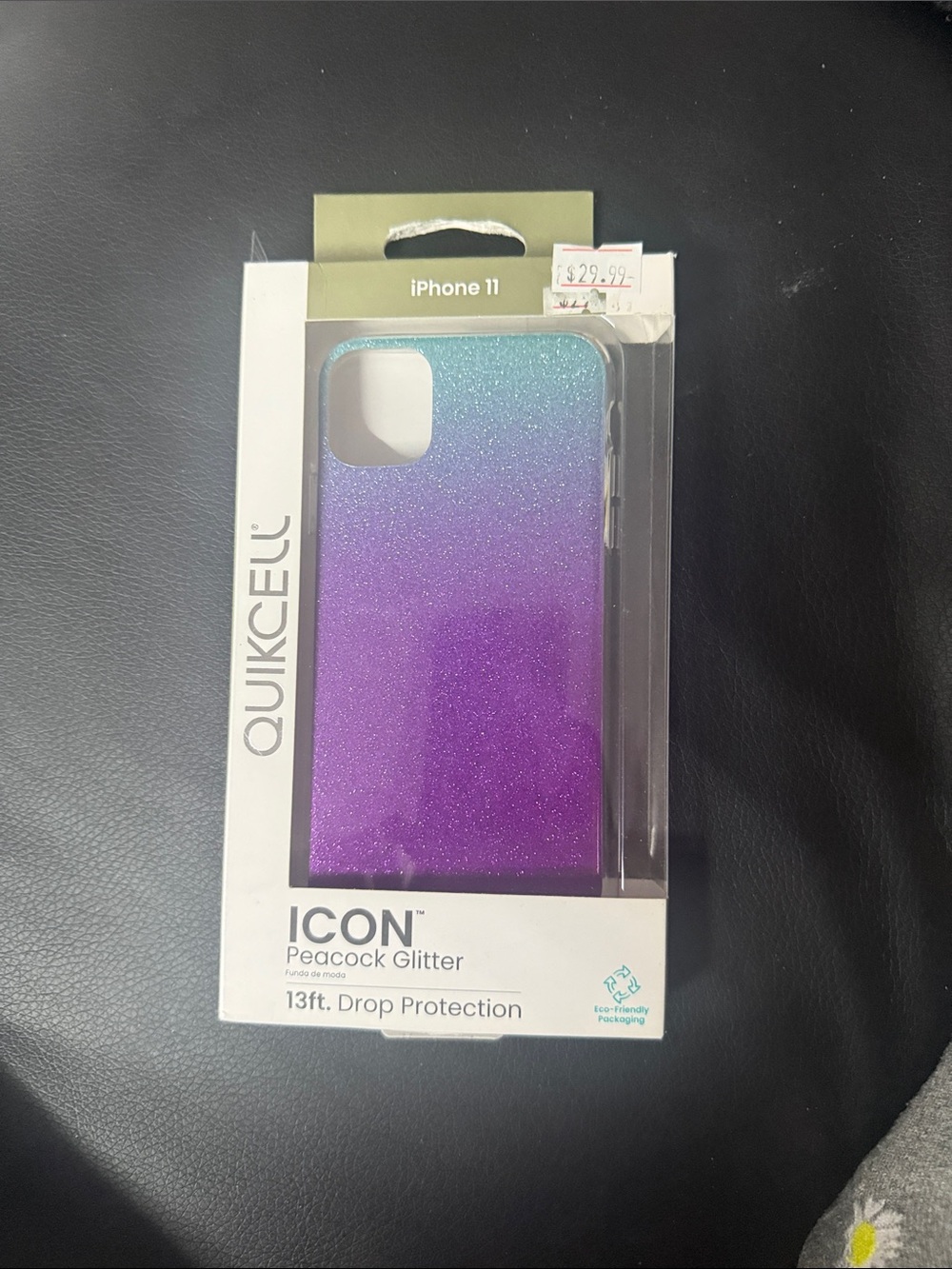 ICON Peacock Glitter iPhone 11 Case - Teal to Purple Gradient